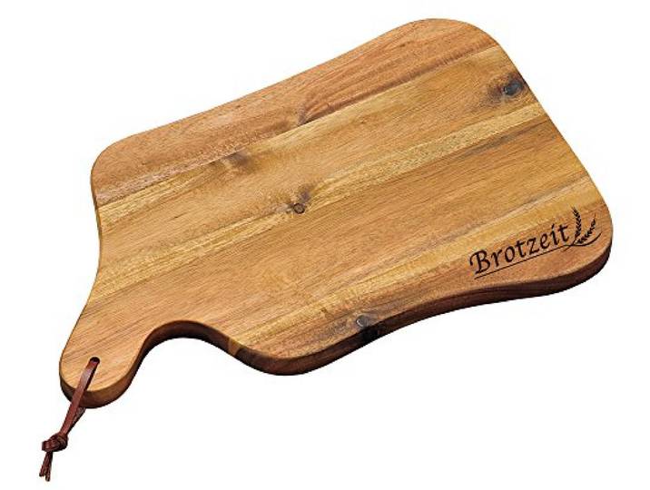 Kesper Schneid und Servierbrett mit Einbrand Brotzeit aus Akazienholz in der Farbe holz Größe: 35x22x1,8 cm, 2860064