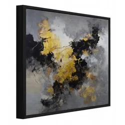 BILDER mit Rahmen Abstraktion Marmor Schwarz 80x80 cm