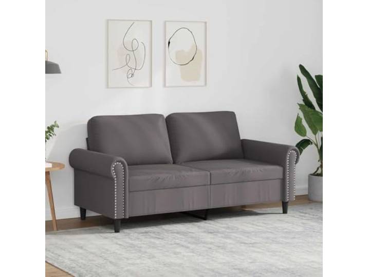 HEFZGDB Graues 2-Sitzer-Sofa 140 cm Kunstleder Modernes Wohnzimmer Polstermöbel Langlebiges Metallgestell Bequeme Sitzfläche Schmutzabweisend Luxuriöses Design Stabiles Sofa