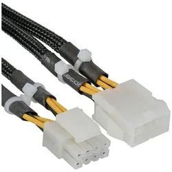 InLine Strom Verlängerung intern, 8pol (2x 4pol) Stecker auf 8pol Buchse, 0,3 m