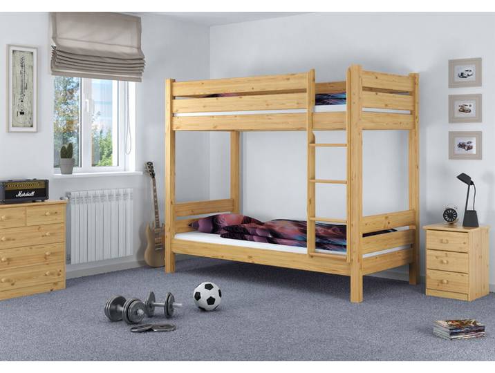 Schmales Kurzes Etagenbett 80 x 190 cm Stabil Kiefer Nische 100