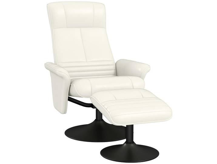 Homcom Relaxsessel mit Hocker Drehbarer Fernsehsessel mit Liegefunktion Mikrofasertuch, Creme, Textil, 71x104x69 cm, Wohnzimmer, Sessel, Relaxsessel