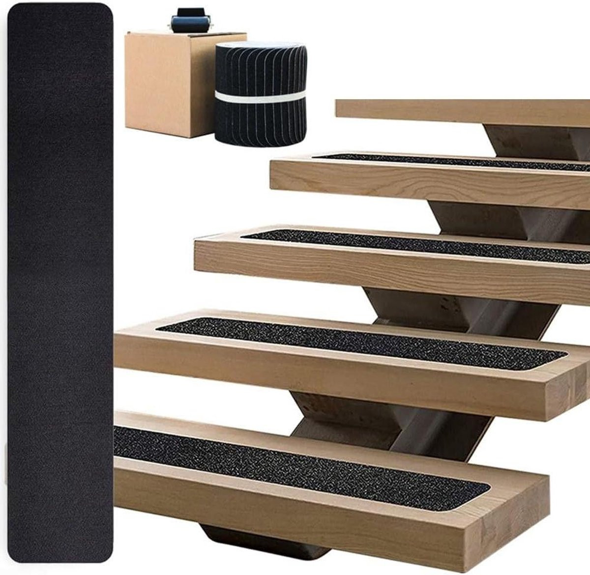 15 stuks Antislip Strips Zwart - Waterdichte en Oliebestendige Trap Stickers - 10 x 61 cm