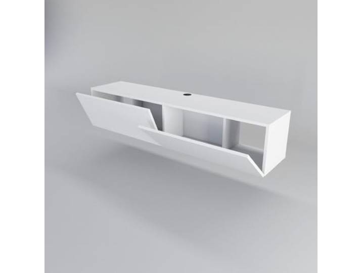 Hanah Home Moderner weißer TV-Ständer, 159,7 cm, 100% melaminbeschichtete Spanplatte, 18 mm dick Elegantes Design für Wohnzimmer und Unterhaltungsbereiche