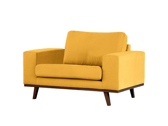 Sessel Beige Baumwollstoff Vele Buche Dunkel 122 x 81 x 88cm