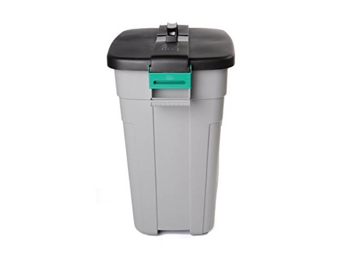 Addis Rechteckiger Mülleimer mit verschließbarem Deckel, grau/schwarz, 90 Liter