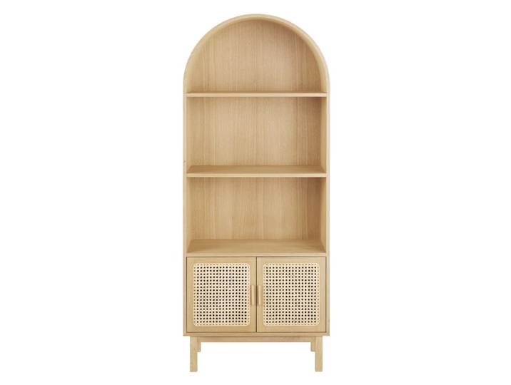 Bibliothèque 2 portes 3 niches cannage rotin L70