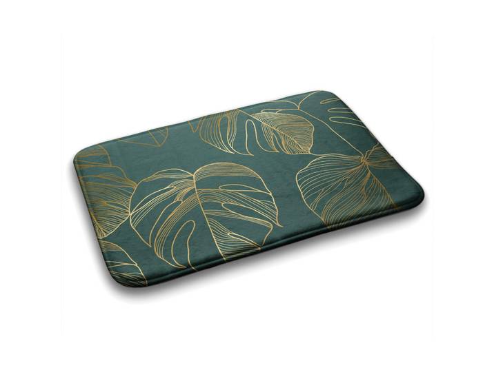 Tulup Badteppich 90x60 cm Monstera-Blätter, Grün, 90x60 cm, Heimtextilien, Badtextilien, Badematten
