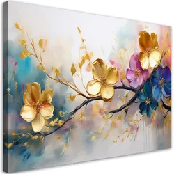 WANDBILD blühende bunte glamour blumen