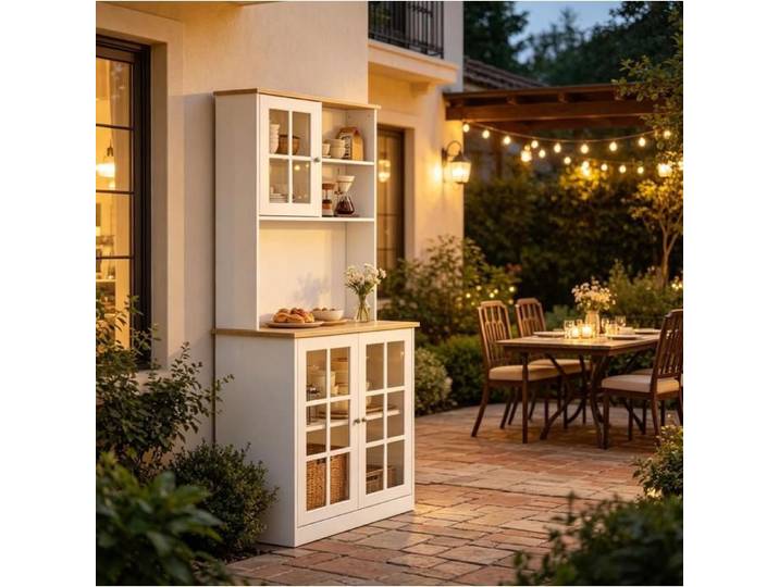 Buffet colonne de cuisine armoire haute avec rayonnages optimisation de l'espace pour ustensiles