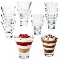 YPSI 12x Dessertgläser Glas 150ml & 170ml konisch stapelbar Dessert Snacks Shots