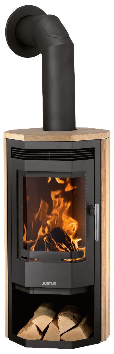 Justus | Kaminofen | Usedom 5 | 5,5 kW | Stahl Schwarz, Sandstein