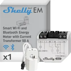 Shelly EM Gen3 1 x 50A CT included, Relais