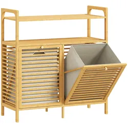WÄSCHEKORB Bambus Polyester Naturholz