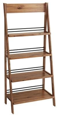 Lavish Home 4-Tier Wood Ladder Bookshelf, Walnut