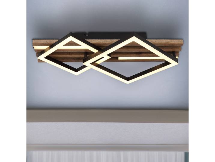 Plafonnier LED Obrien Type B 31 x 10 x 48cm Marron/Noir Matériau : Bois manufacturé, Métal, Matière plastique Surface en métal : Laqué Type de