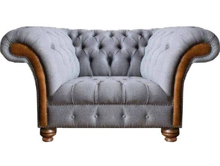 Xlmoebel Chesterfield-Sessel Heller grauer Polstersessel im klassischen Chesterfield-Design (Sessel), Hergestellt in Europa