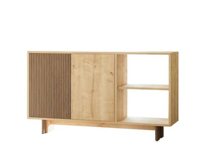 Hanah Home Modern Console Table with Wall-Mount Option, Warm & Sapphire Oak, 140 x 80 x 35 cm 100% Melamine Coated, 18 mm Thick Stylish & Functional Design for Scandinavian Homes
