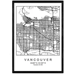 POSTER Vancouver Skandinavischen Stil A3 Schwarzer Rahmen