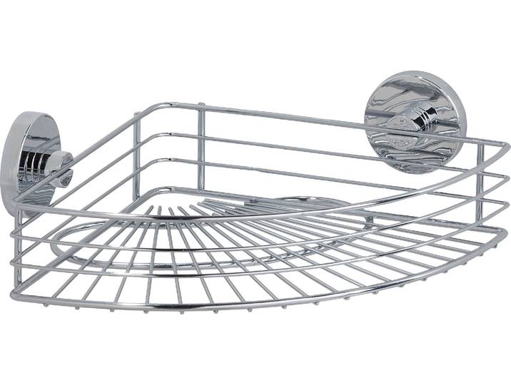 Duschablage WENKO Vacuum-Loc , silber (chrom), B:22,5cm H:9cm T:35cm, Stahl, Regale, Duschablage, 1 Etage