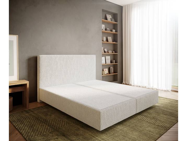 Boxspringgestell Dream-Well 180x200 cm Bouclé Creme-Weiß, Boxspringbetten