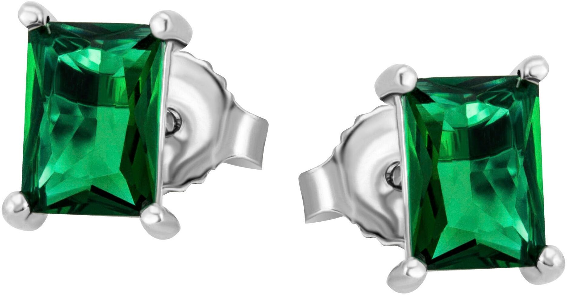 Paar Ohrstecker FIRETTI "Schmuck Geschenk Silber 925 Ohrschmuck", grün (silberfarben, dunkelgrün, dunkelgrün), Ohrringe, Damen, Silber 925 (Sterlingsilber), mit Glasstein