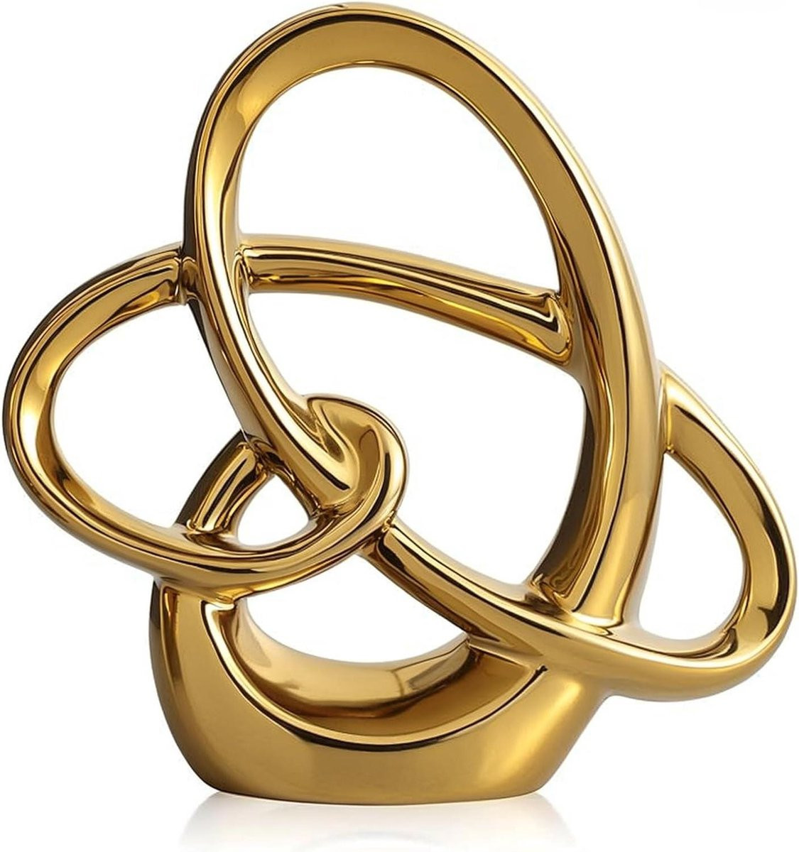 Keramische Abstracte Sculptuur - Moderne Kunst Vaas - Handgemaakt Glanzend Goud - Decoratie voor op tafel