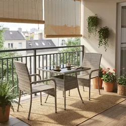 Juskys Polyrattan Gartenstühle Yoro 8er Set - Stuhl mit Armlehnen - Rattan Stühle stapelbar Grau