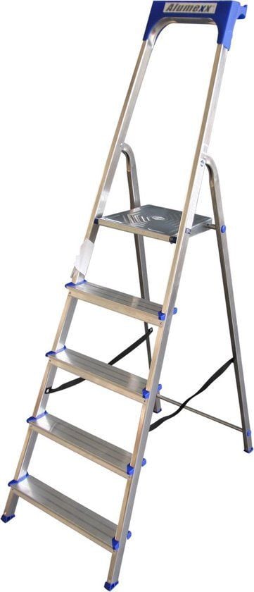 Alumexx Huishoudtrap 5 treden - Lichtgewicht aluminium met gereedschapsbakje
