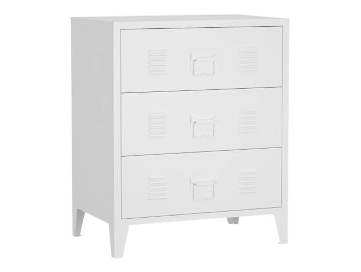 Helloshop26 Stilvolle Kommode Aufbewahrungsschrank praktisch Metall Stahl 72 x 60 x 40 cm weiß 03_0006836