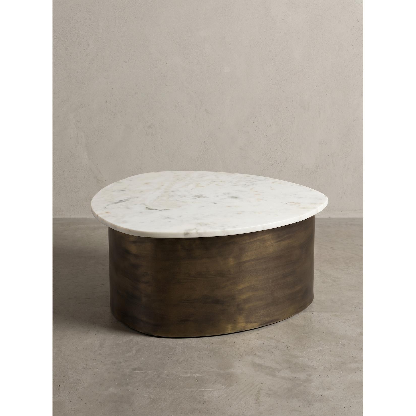 Couchtisch Marmor Weiß-Gold 63x63x30 cm - VIGEVANO Kadima Design
