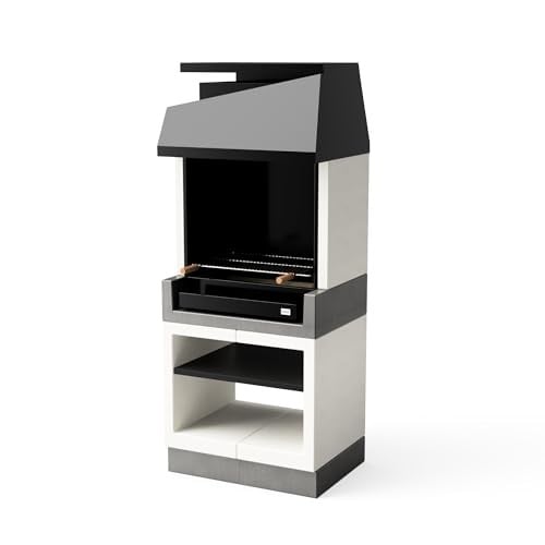 MOVELAR KITAWAY OTTE Bouwgrill voor hout en kolen, grijs/wit, H x B x D: 206 x 84 x 63 cm