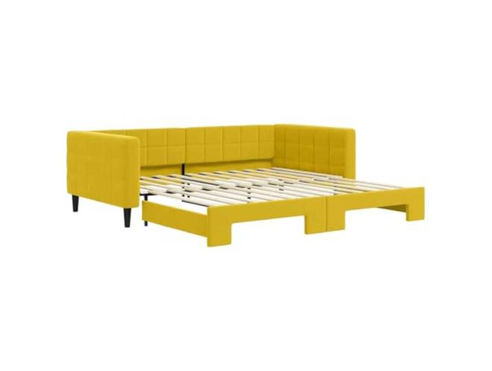 KTHLBRH Schlafsofa gelb 100 x 200 cm aus Samt mit ausziehbarem Bett 2-in-1 Schlafsofa, Ausziehbett, Samt, Holz- und Metallrahmen, inklusive Lattenrost, Gelb, 100x200 cm
