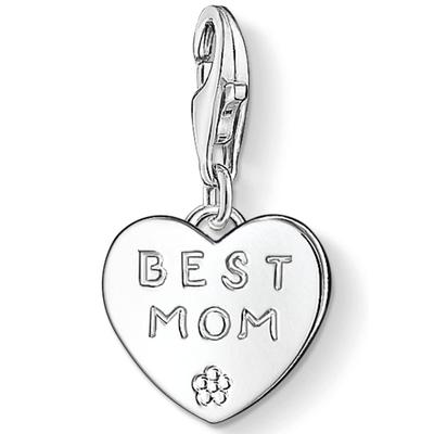 Charm-Einhänger THOMAS SABO "BEST MOM", silber (silberfarben), Charms, Damen, Silber 925 (recycelt)