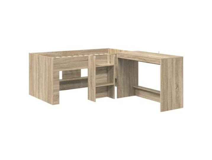KTHLBRH Hochbett mit Schreibtisch Eiche Sonoma 2 Stück Technisches Holz, Schreibtisch 100 x 45 x 75 cm, modernes Design, Schlafzimmer