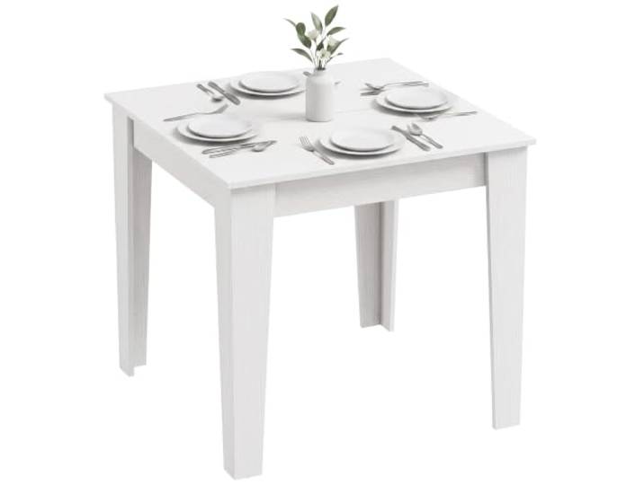 HOMCOM Esstisch für 4, modern, Küchentisch, 80x80x75 cm, Weiß Quadratisch, für Esszimmer, Küche, Wohnzimmer