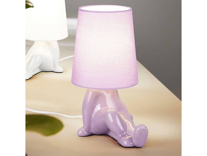 Lampe à poser Huma 20 x 25 x 13cm Rose foncé/Rose foncé Lin E14