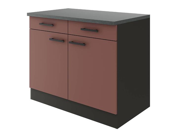 Meuble bas 100cm Rouge/Rouge rouille/Anthracite