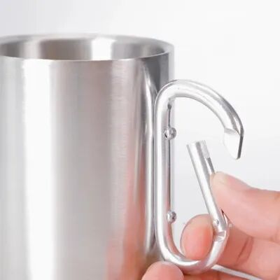 Smart Shopping Spot Stainless Steel Camping Mug With Carabiner Handle Portable Travel Cup For Hiking And Outdoor Use Stainless Steel Camping Mug With Carabiner Handle Portable Travel Cup For Hiking And Outdoor Use