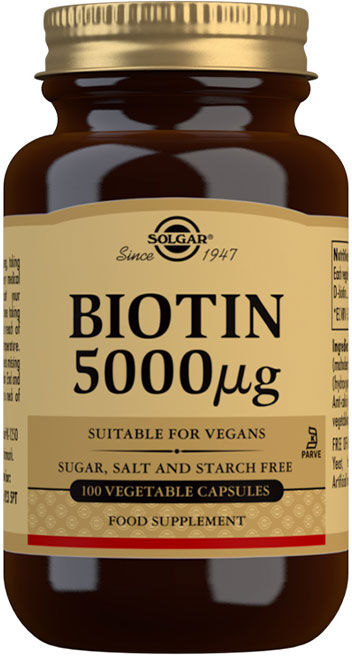 Solgar Biotin 5000 µg Vegetable Capsules - Pack of 100