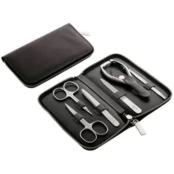 Reißverschluss-Etui aus Nappaleder schwarz, 6-teilig 1 St
