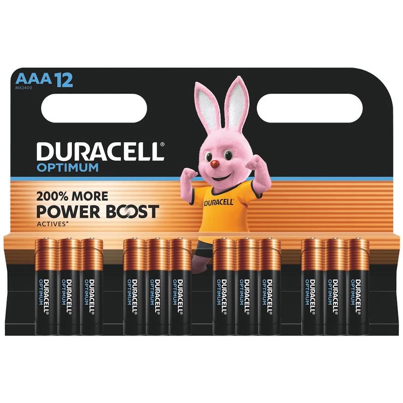 DURACELL Batterien Optimum Alkali-Mangan Micro AAA 1,5 V, 12 St.