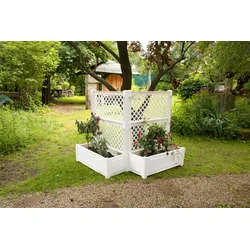 KHW KHW Pflanzkasten groß mit Spalier (2-tlg.) 100 cm, weiß, 2er Set