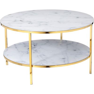 Couchtisch SALESFEVER "Caorle Coffeetable im minimalistischen Stil", weiß (weiß, gold, gold, weiß), B:80cm H:45cm T:80cm, Tische, Couchtisch, Eleganz trifft Stil: Tischplatten in Marmoroptik