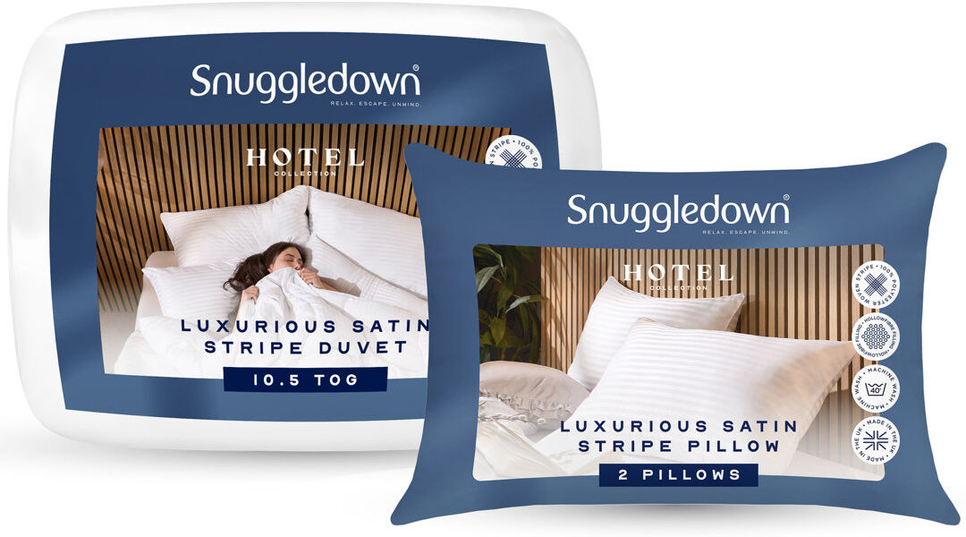 Snuggledown Luxuriously Hotel Soft & Cosy 10.5 Tog All Year Round Duvet With 2 Pillows White Super King