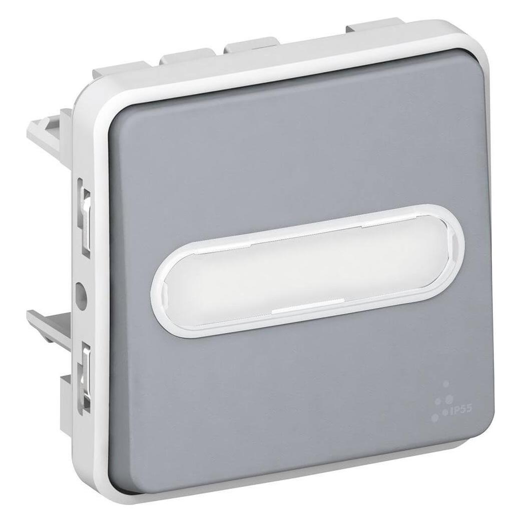Legrand Plexo55 Modular Feuchtraum Aufputz Taster mit Beschriftungsfeld, modular Grau 069543 (069543)