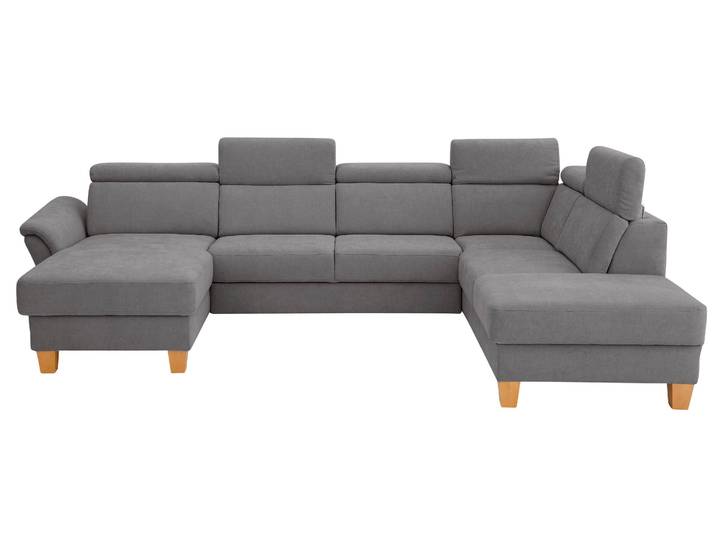 Wohnlandschaft, 322x217 cm, Polyester, Grau, Kopfteilverstellung, Modern, Home-affaire
