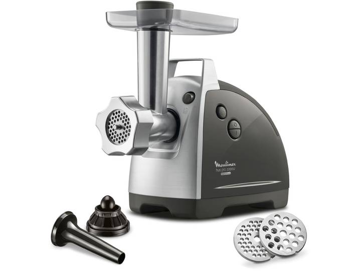 MOULINEX Fleischwolf ME6868 Meat Mincer , silber (schwarz, silberfarben), B:23,5cm H:36,3cm T:47,4cm, Zerkleinerer, 4 Zubehörteile inbegriffen, sicheres Reverse-System, schwarz/silber, Fleischwolf
