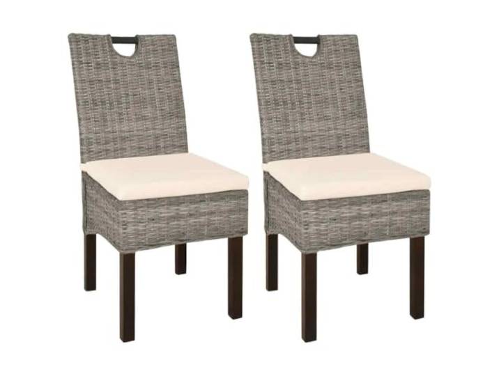 UYPTERF Esszimmerstuhl 2 STK. Kubu-Rattan Mangoholz Handgeflochtenes Rattan, abnehmbare Bezüge, Sitzkissen waschbar, max. 110 kg, Ess- und Wohnzimmer