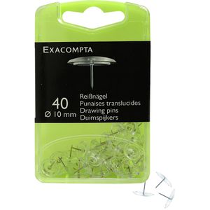 Exacompta Reißzwecken 14032E Linicolor, transparent, 10 mm Kopfdurchmesser, 40 Stück